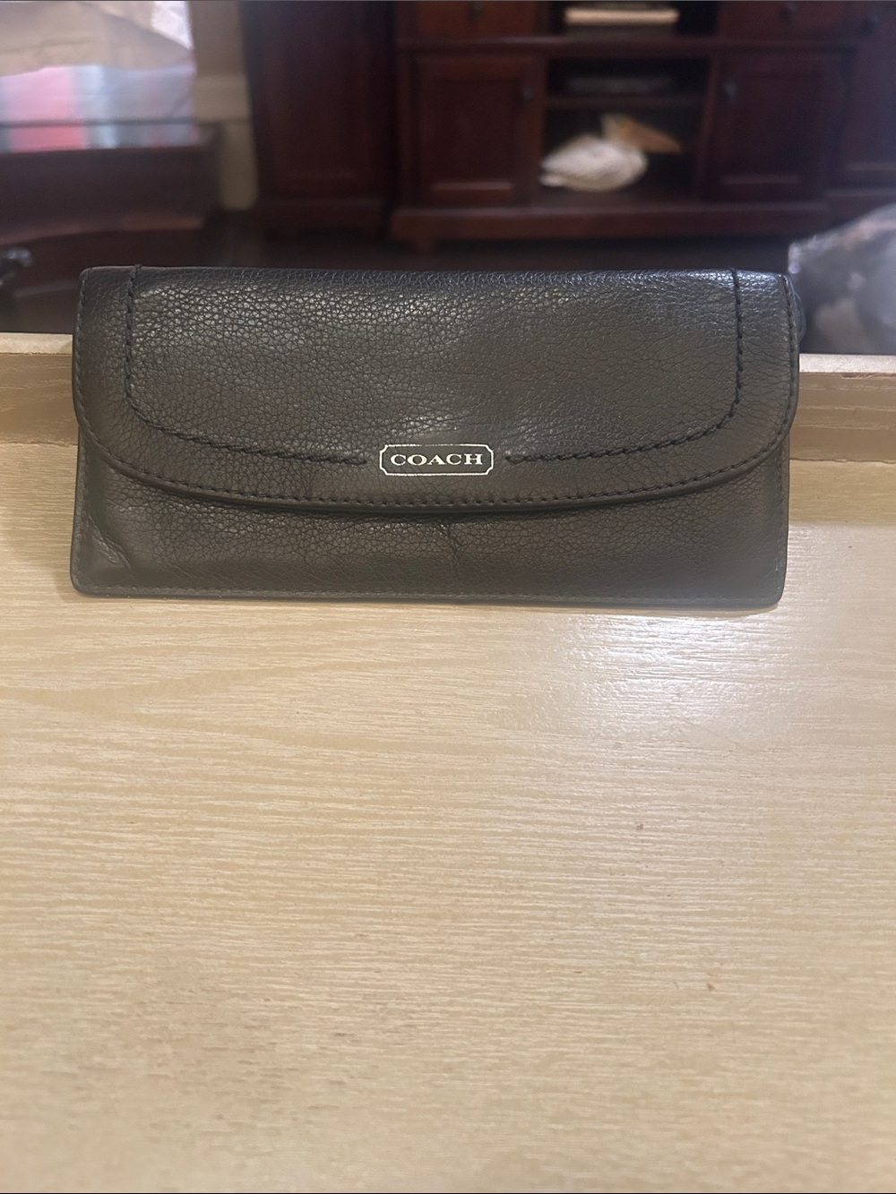 COACH Black Leather Slim Wallet